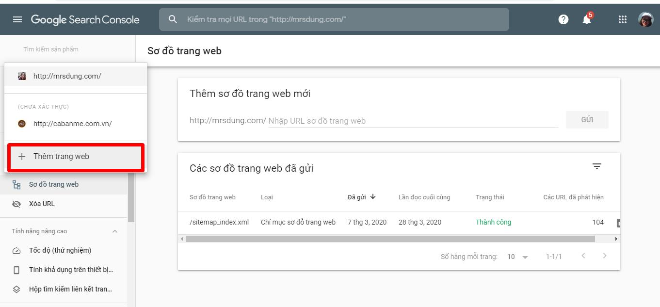 Thêm trang web mới