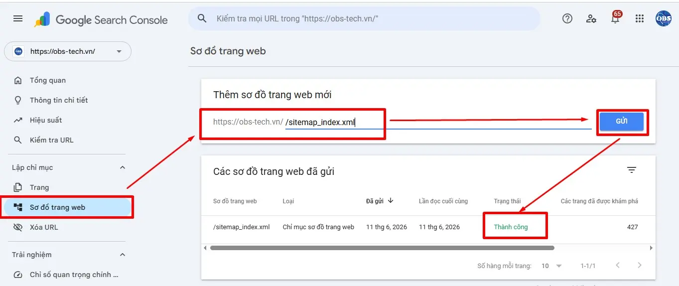 Gửi sơ đồ trang để được index website nhanh chóng