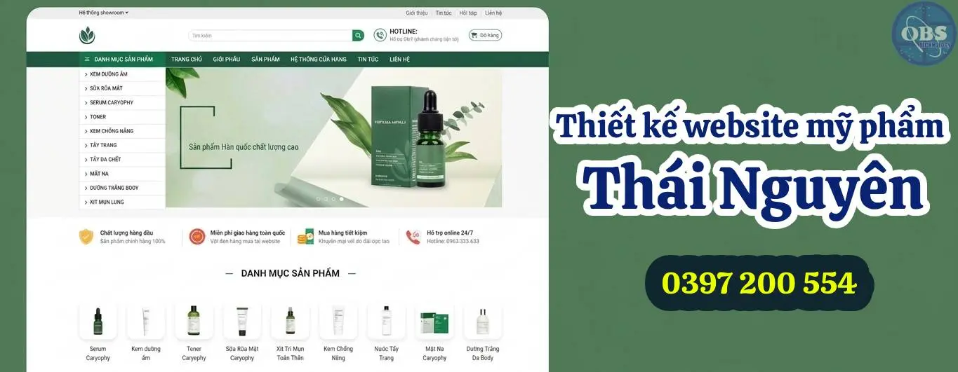 Thiết kế website mỹ phẩm Thái Nguyên chuyên nghiệp