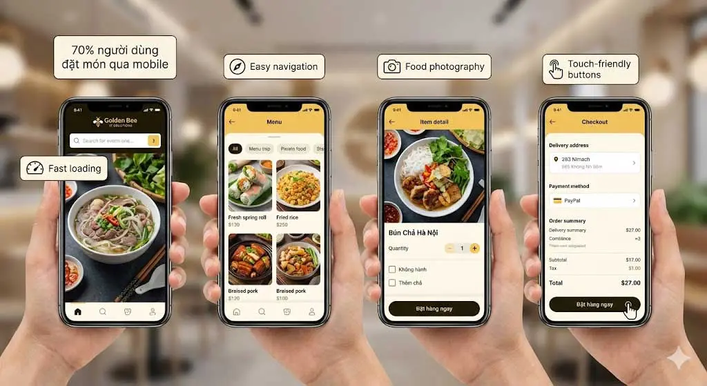 Thiết kế website nhà hàng Thái Nguyên tương thích mọi thiết bị